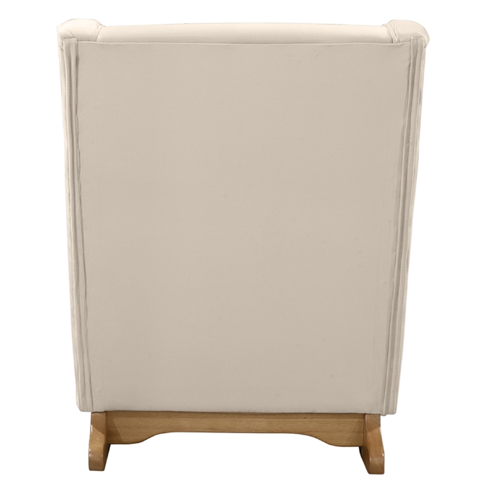 Poltrona Amamentação Base Madeira Balanço Vick Veludo Off F03 - Mpozenato