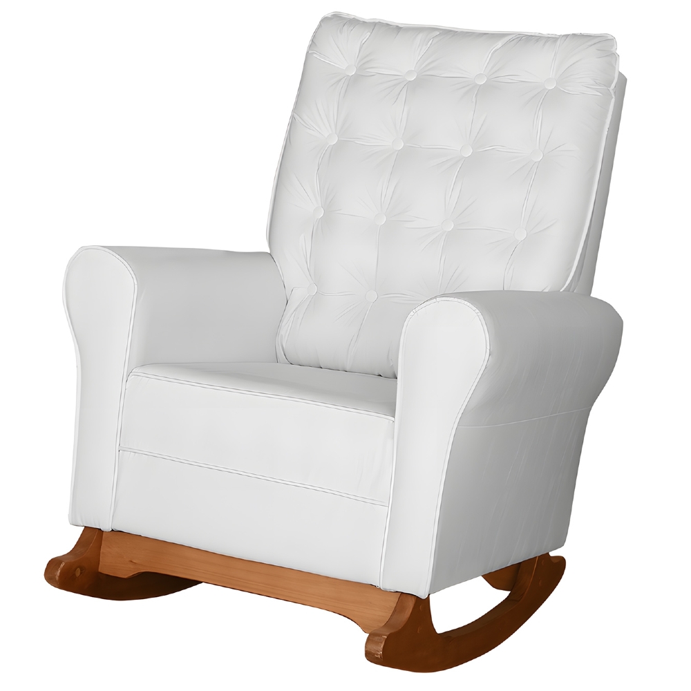 Poltrona Amamentação Base Balanço Maju Sintético Branco F03 - Mpozenato