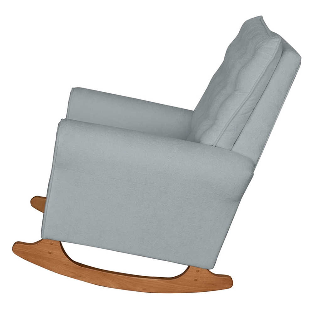 Poltrona Amamentação Base Madeira Balanço Maju Bouclê Cinza F03 - Mpozenato