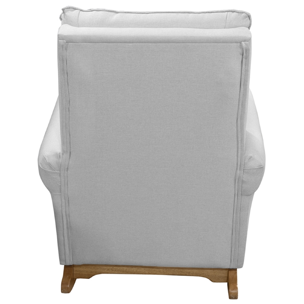 Poltrona Amamentação Base Madeira Balanço Maju Linho Cinza F03 - Mpozenato