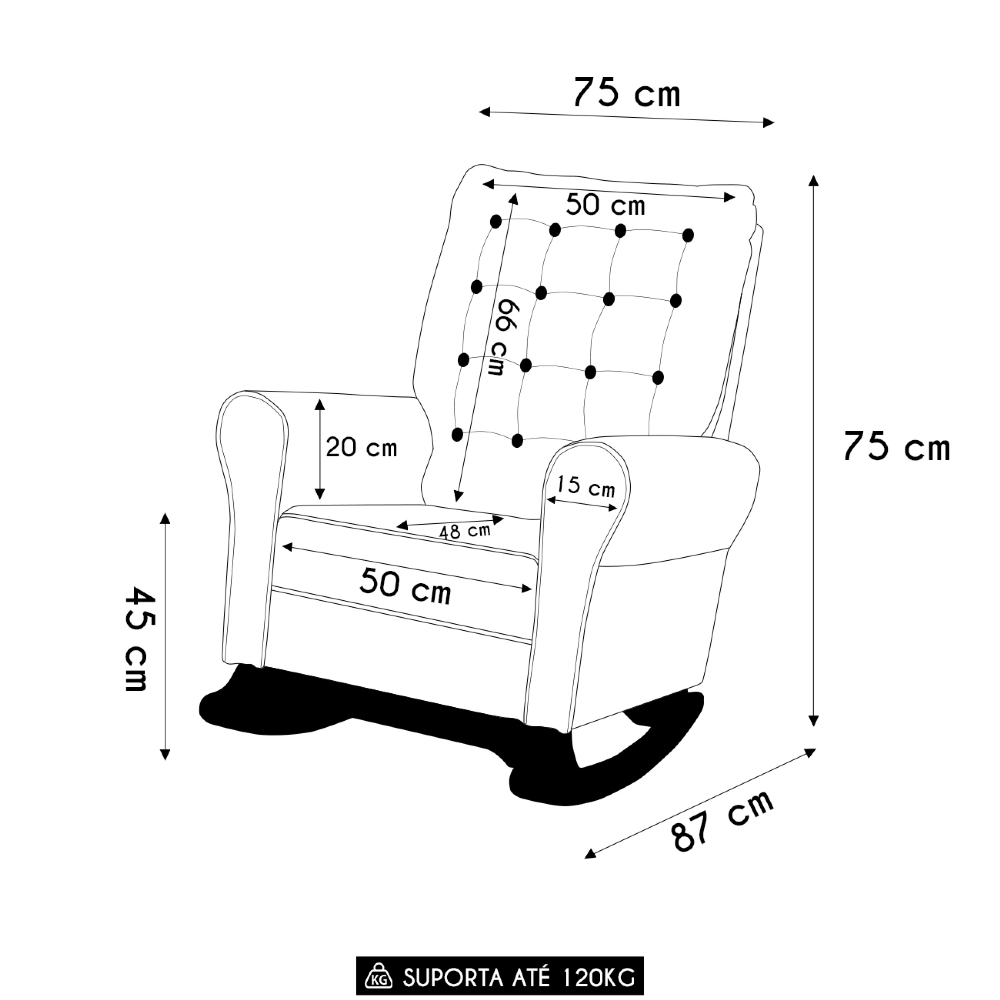 Poltrona Amamentação Base Madeira Balanço Maju Veludo Off F03 - Mpozenato
