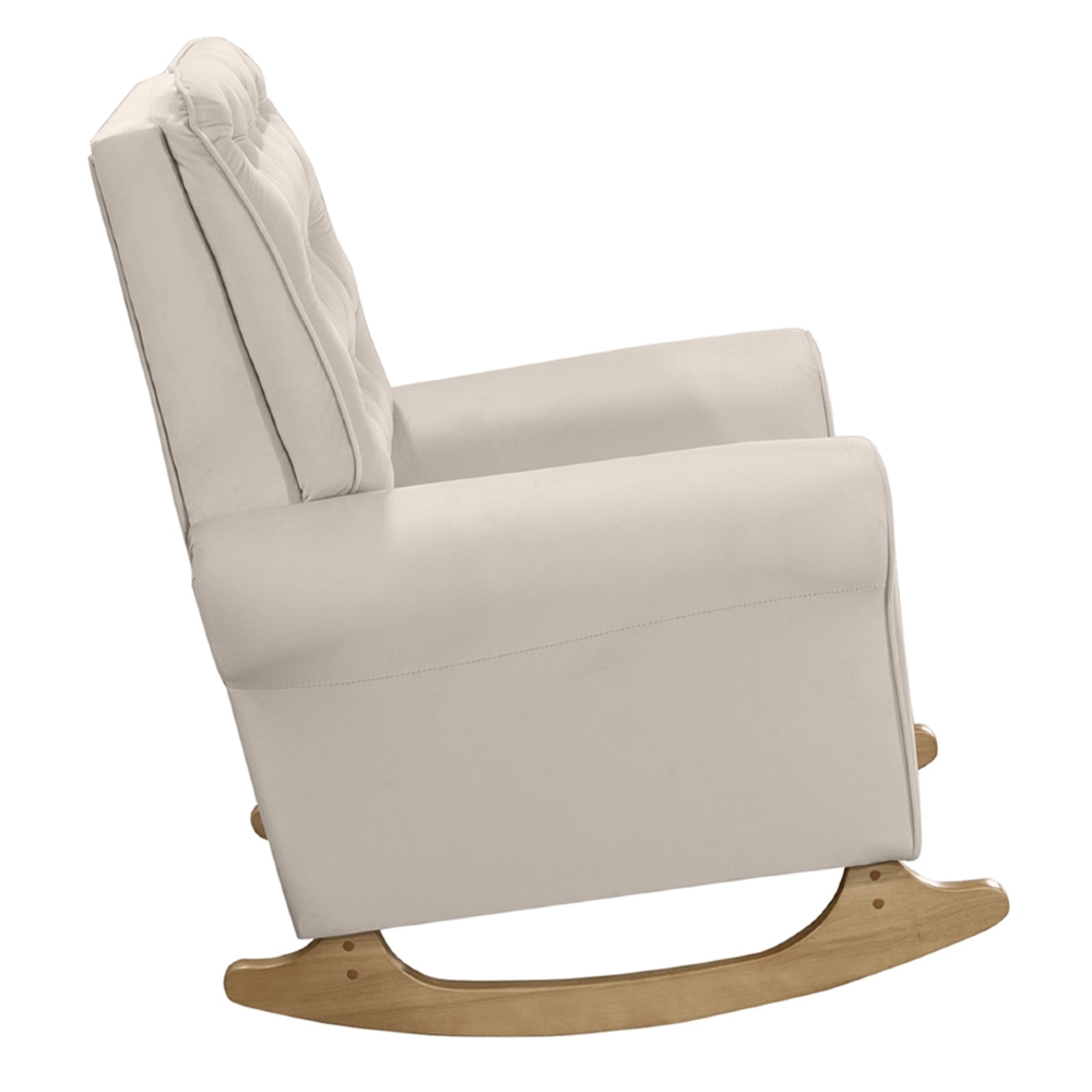 Poltrona Amamentação Base Madeira Balanço Maju Veludo Off F03 - Mpozenato