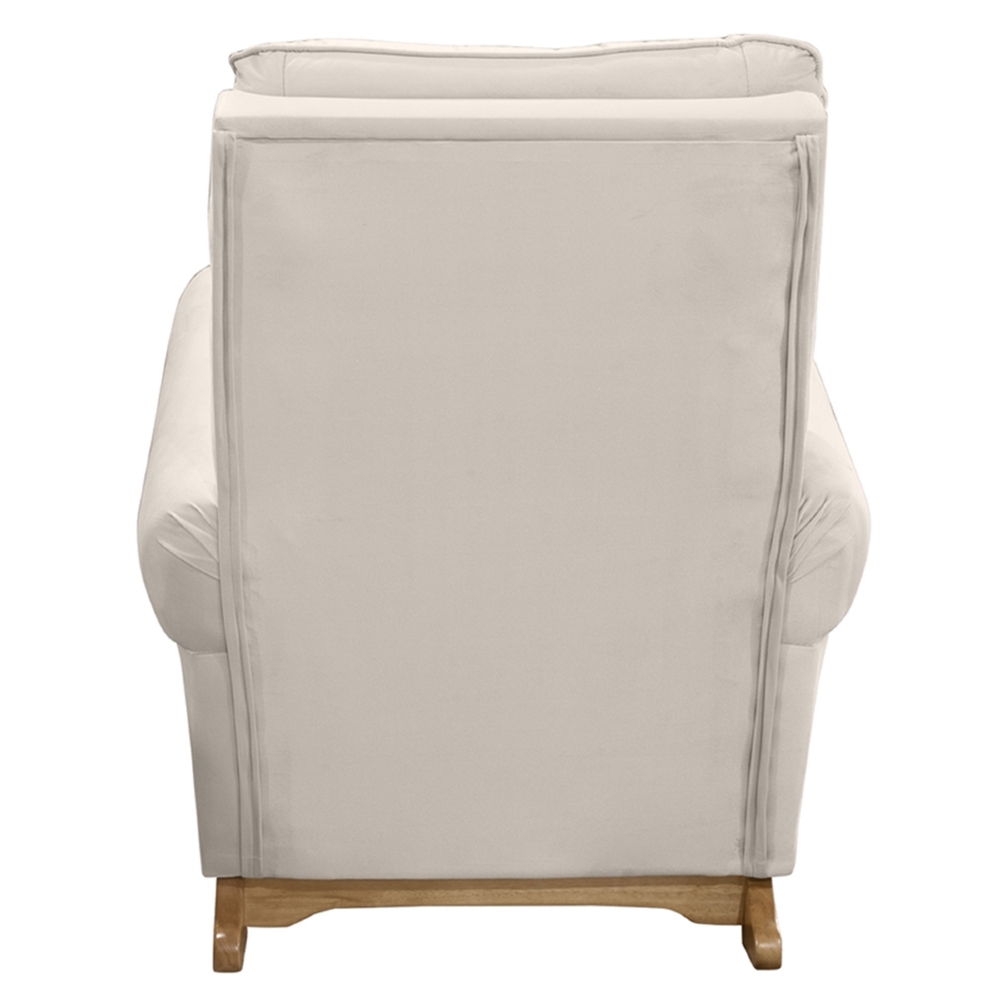 Poltrona Amamentação Base Madeira Balanço Maju Veludo Off F03 - Mpozenato