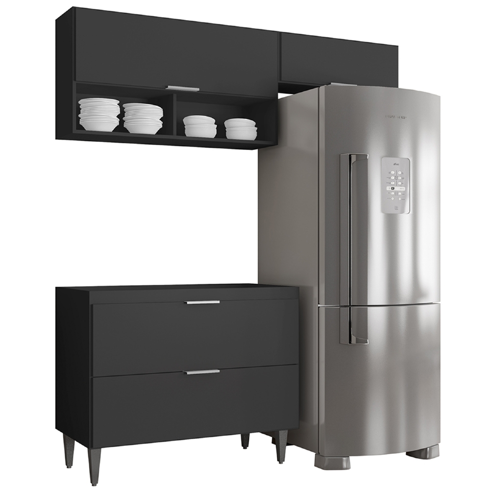 Armário de Cozinha CP03 Para Pia 100cm Pérola Z34 Preto     - Mpozenato