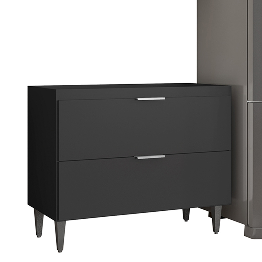 Armário de Cozinha CP03 Para Pia 100cm Pérola Z34 Preto     - Mpozenato