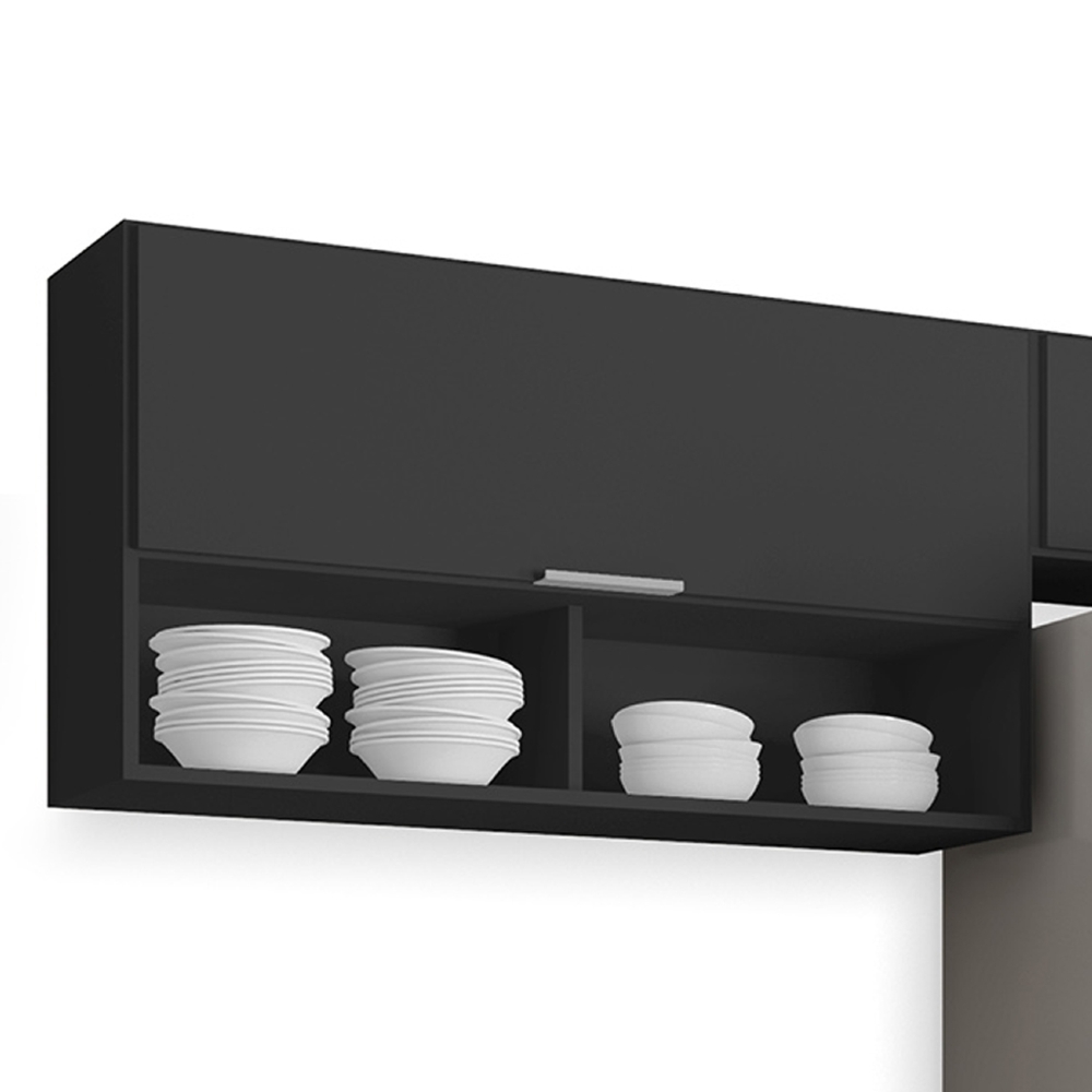 Armário de Cozinha CP03 Com Pia 100cm Pérola Z34 Preto      - Mpozenato