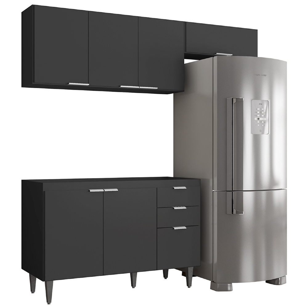 Armário de Cozinha CP03 Para Pia 120cm Pérola Z34 Preto     - Mpozenato