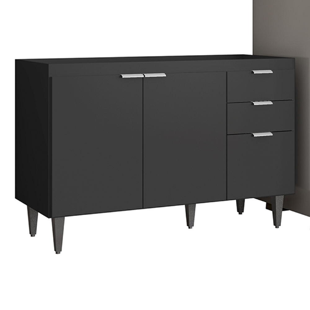 Armário de Cozinha CP03 Para Pia 120cm Pérola Z34 Preto     - Mpozenato