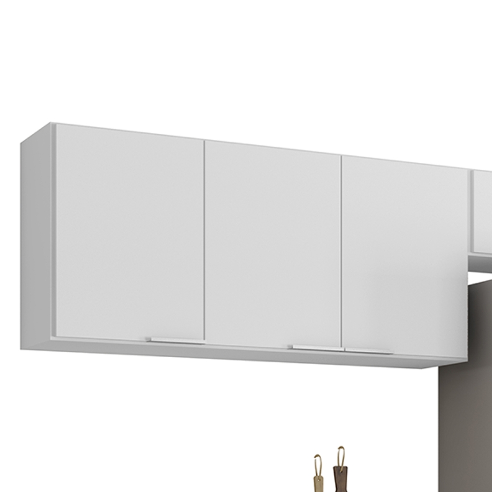Armário de Cozinha Com Tampo CP03 190cm Pérola Branco Z34     - Mpozenato
