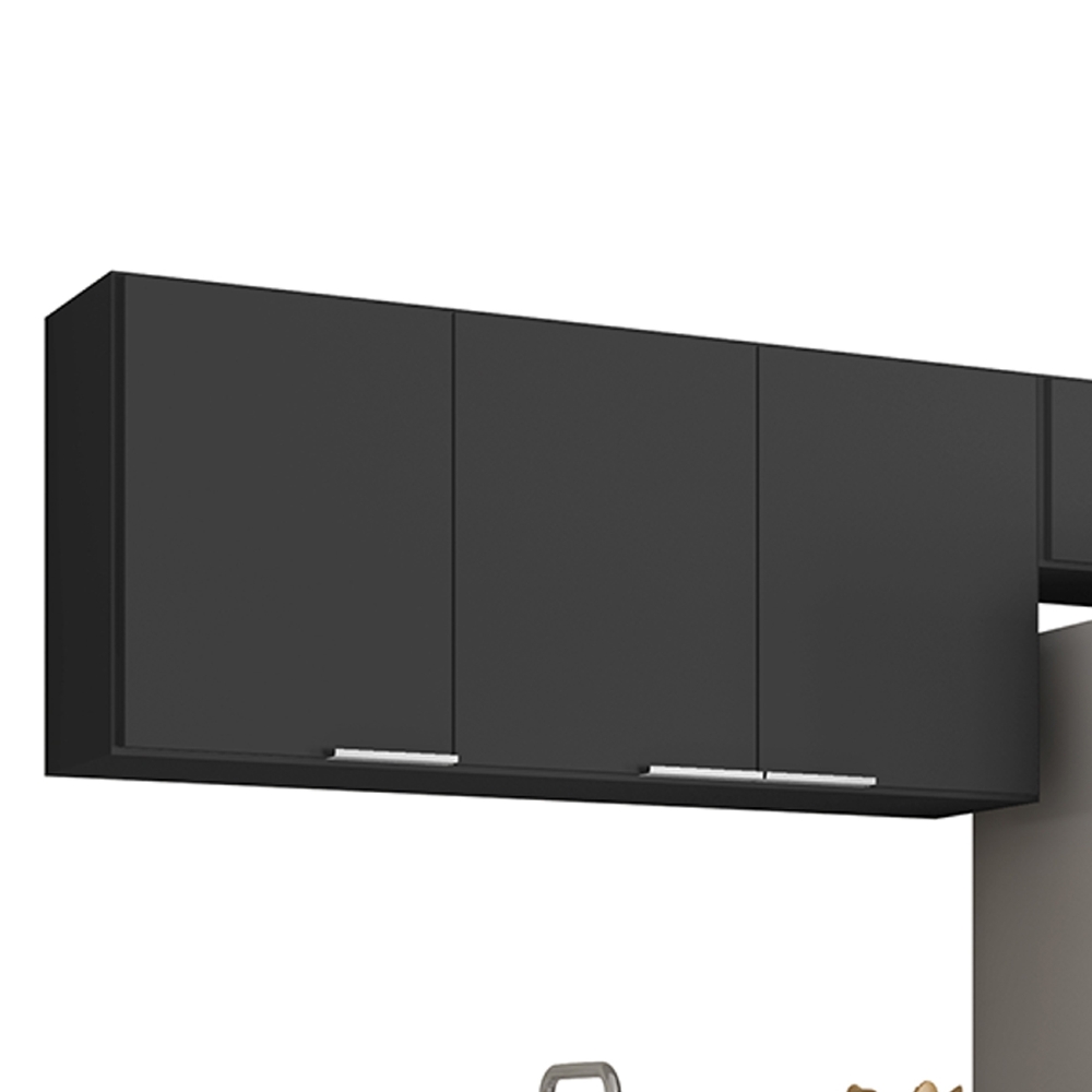 Armário de Cozinha CP03 Com Pia 120cm Pérola Z34 Preto      - Mpozenato