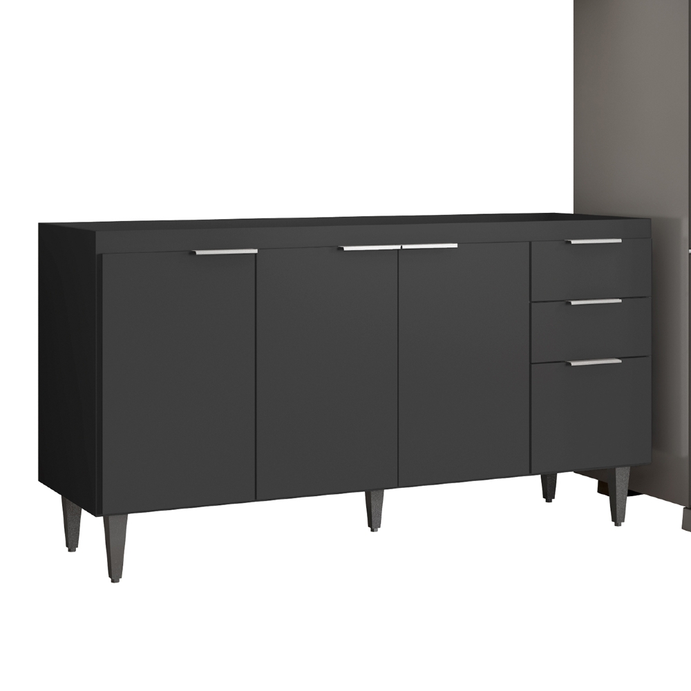 Armário de Cozinha CP03 Para Pia 150cm Pérola Z34 Preto     - Mpozenato