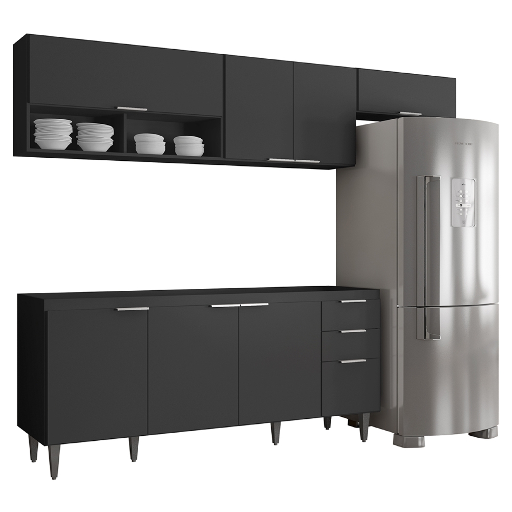 Armário de Cozinha CP03 Para Pia 180cm Pérola Z34 Preto     - Mpozenato
