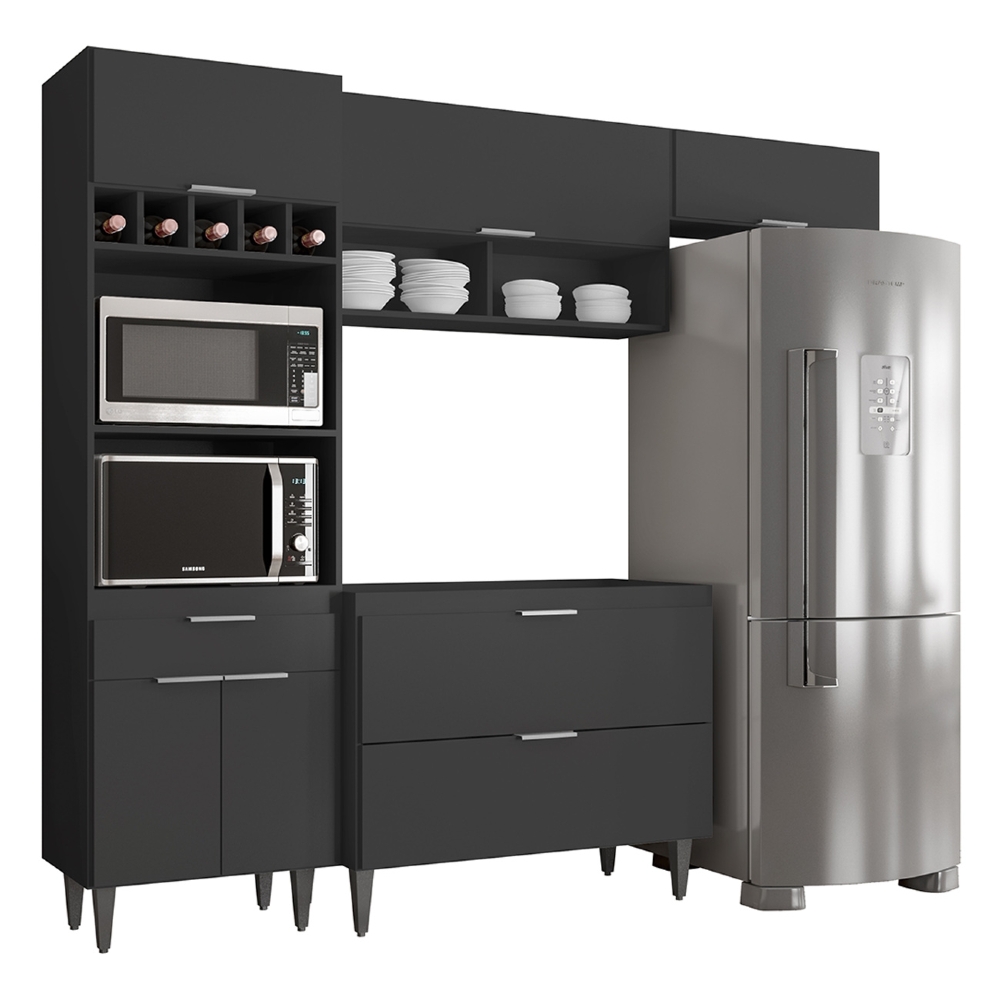 Armário de Cozinha CP04 Para Pia 100cm Pérola Z34 Preto     - Mpozenato