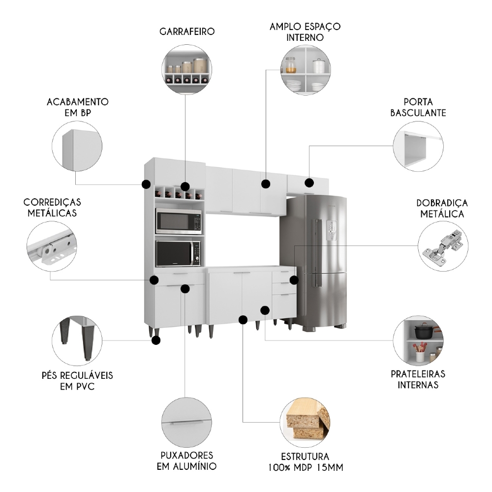 Armário de Cozinha CP04 Para Pia 120cm Pérola Z34 Branco    - Mpozenato