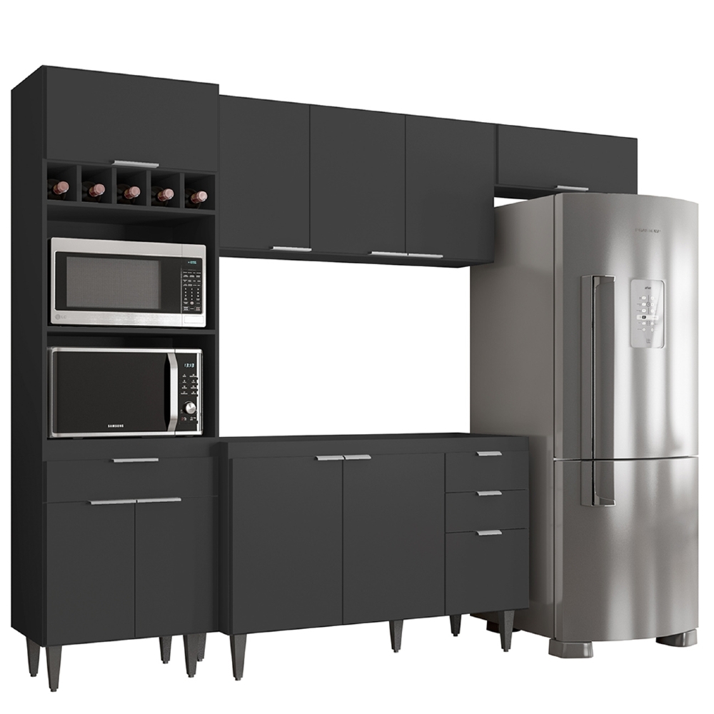 Armário de Cozinha CP04 Para Pia 120cm Pérola Z34 Preto     - Mpozenato