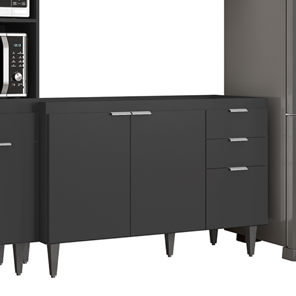 Armário de Cozinha CP04 Para Pia 120cm Pérola Z34 Preto     - Mpozenato