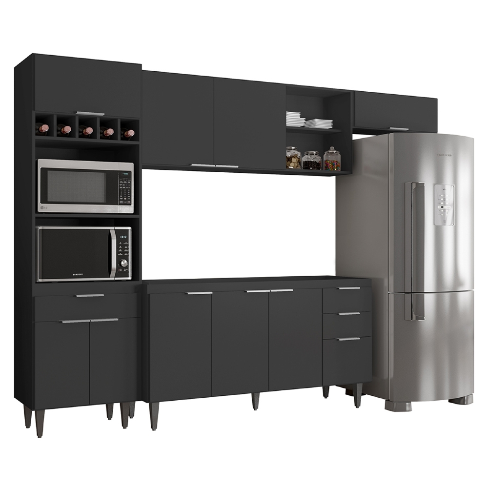 Armário de Cozinha CP04 Para Pia 150cm Pérola Z34 Preto     - Mpozenato