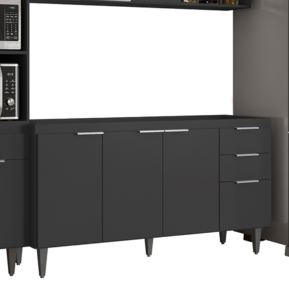 Armário de Cozinha CP04 Para Pia 150cm Pérola Z34 Preto     - Mpozenato
