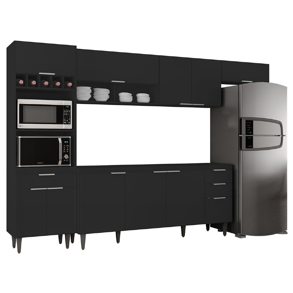 Armário de Cozinha CP04 Para Pia 180cm Pérola Z34 Preto     - Mpozenato