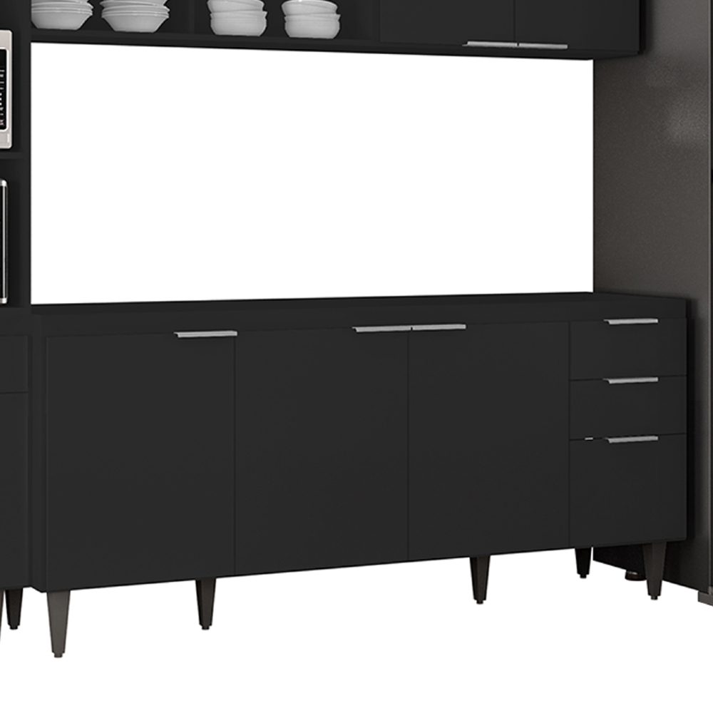 Armário de Cozinha CP04 Para Pia 180cm Pérola Z34 Preto     - Mpozenato