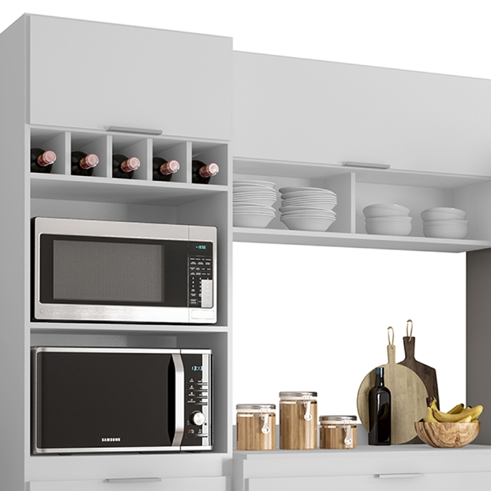 Armário de Cozinha Com Tampo CP04 230cm Pérola Branco Z34     - Mpozenato