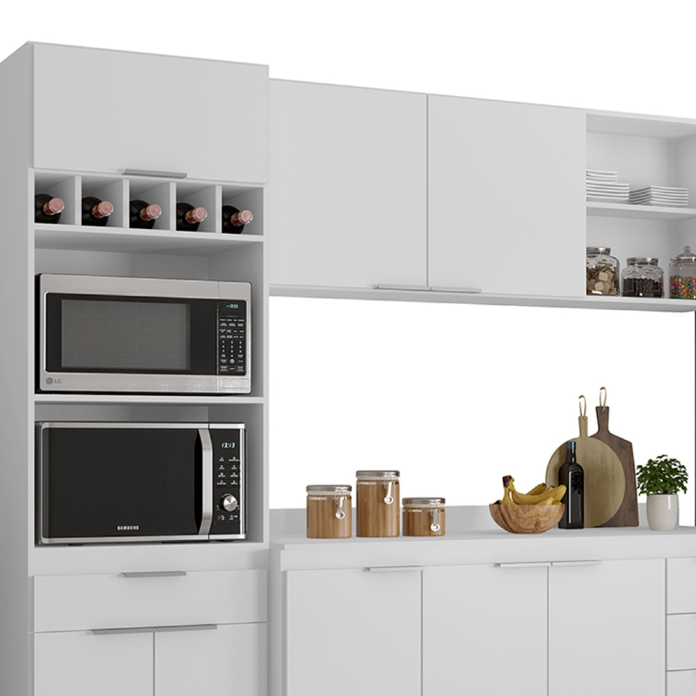Armário de Cozinha Com Tampo CP04 280cm Pérola Branco Z34     - Mpozenato