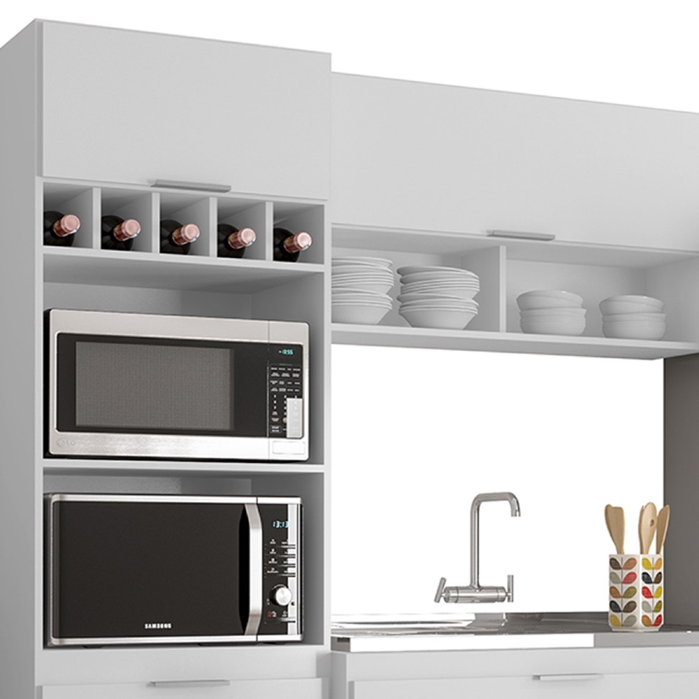 Armário de Cozinha CP04 Com Pia 100cm Pérola Z34 Branco     - Mpozenato