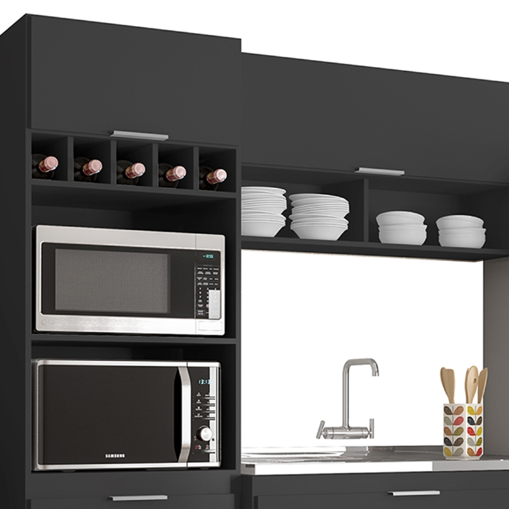 Armário de Cozinha CP04 Com Pia 100cm Pérola Z34 Preto      - Mpozenato