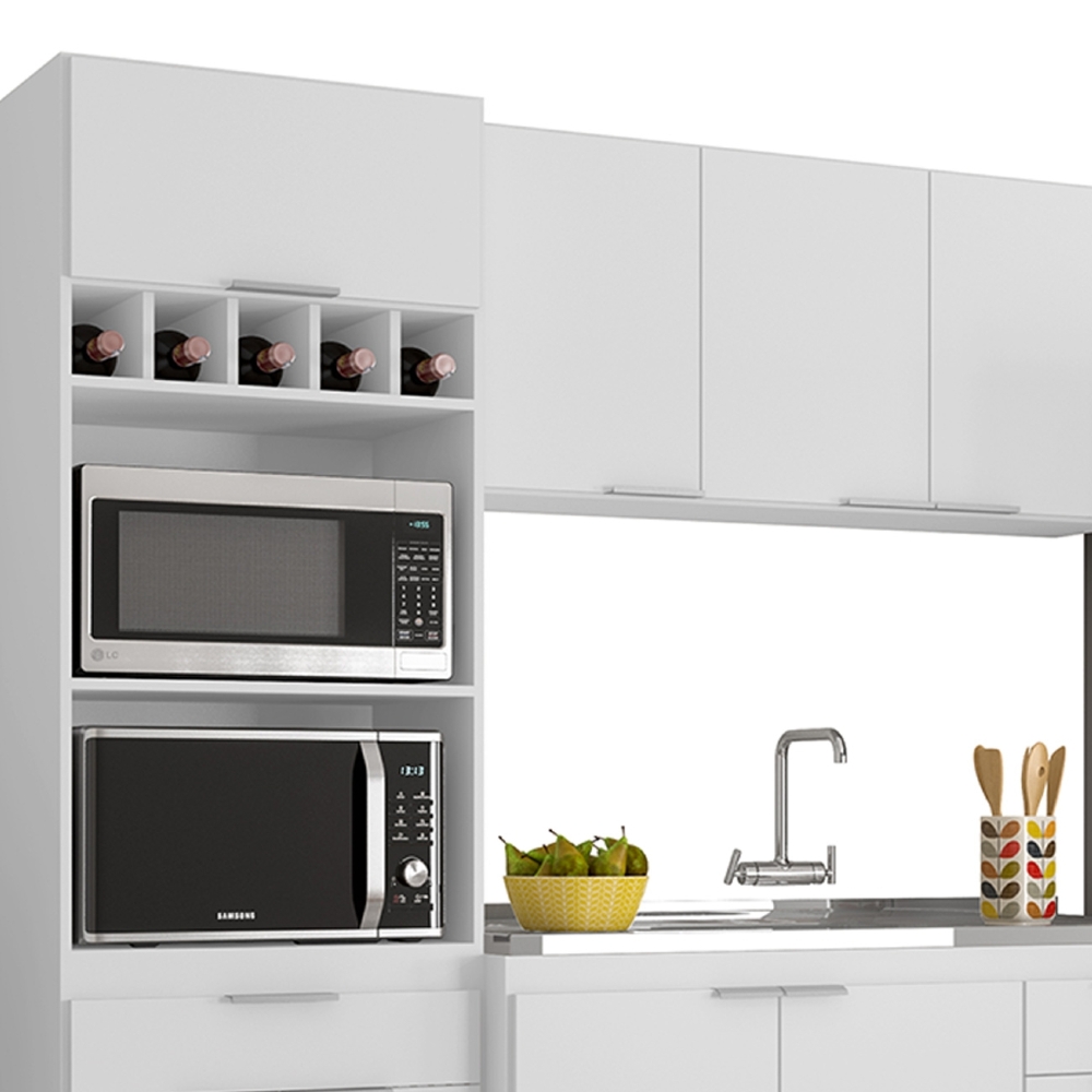 Armário de Cozinha CP04 Com Pia 120cm Pérola Z34 Branco     - Mpozenato