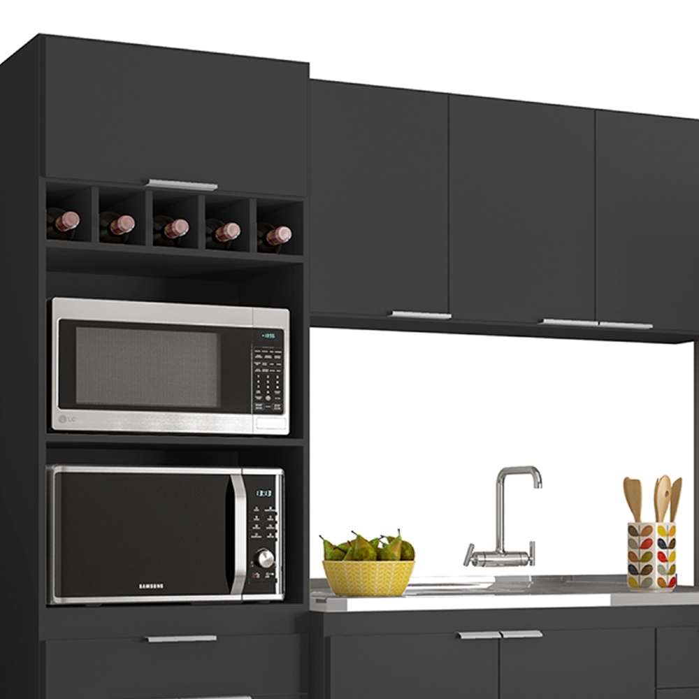 Armário de Cozinha CP04 Com Pia 120cm Pérola Z34 Preto      - Mpozenato