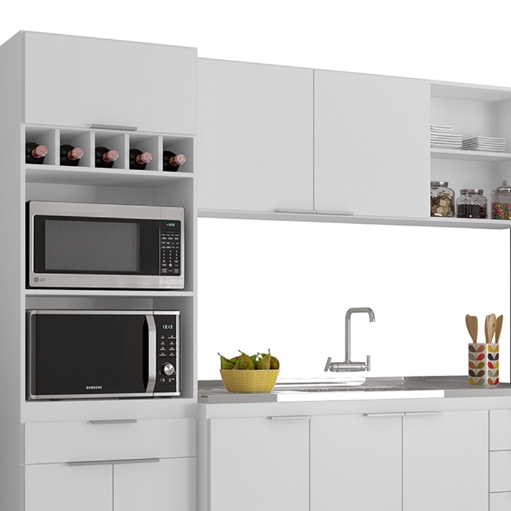 Armário de Cozinha CP04 Com Pia 150cm Pérola Z34 Branco     - Mpozenato