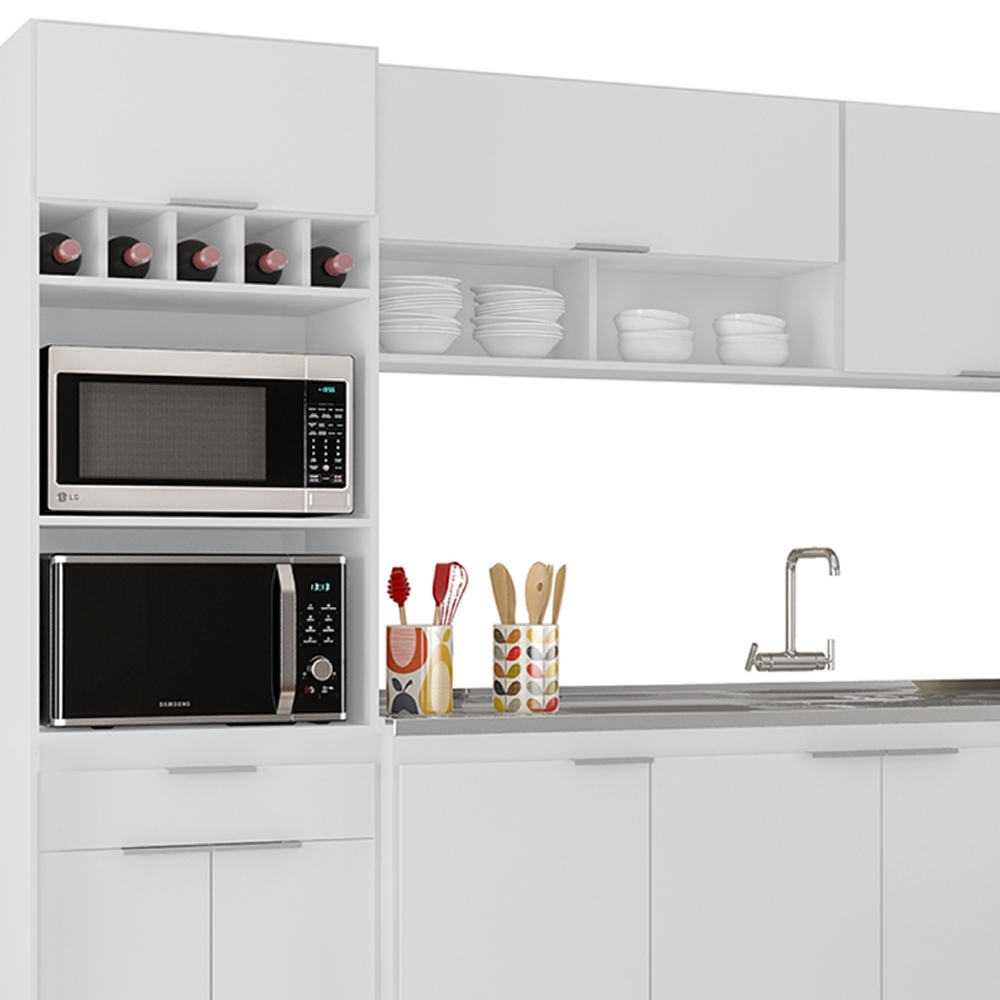 Armário de Cozinha CP04 Com Pia 180cm Pérola Z34 Branco     - Mpozenato