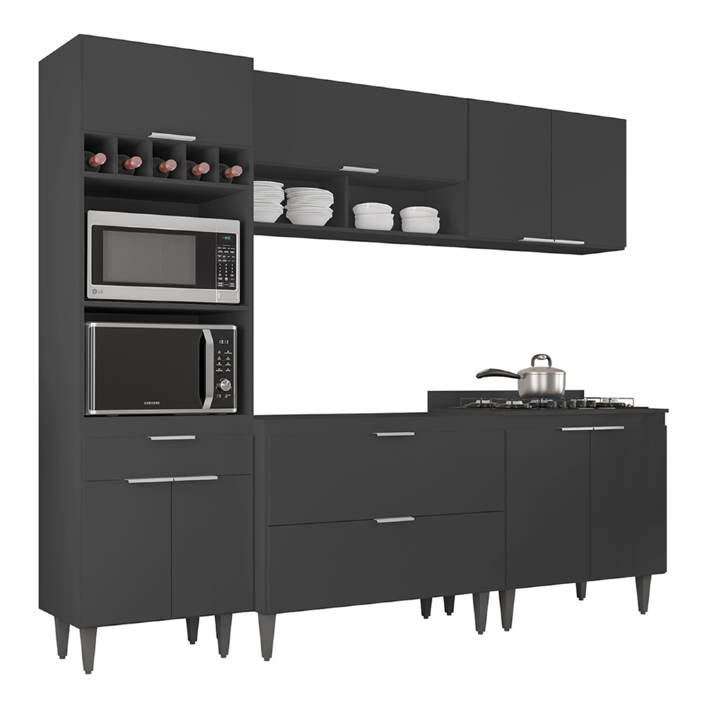 Armário de Cozinha CP05 Para Pia 100cm Pérola Z34 Preto     - Mpozenato