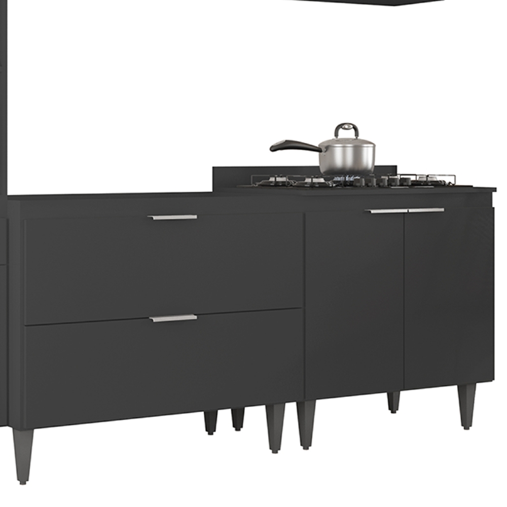 Armário de Cozinha CP05 Para Pia 100cm Pérola Z34 Preto     - Mpozenato