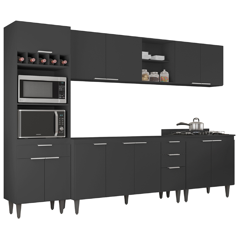 Armário de Cozinha CP05 Para Pia 150cm Pérola Z34 Preto     - Mpozenato