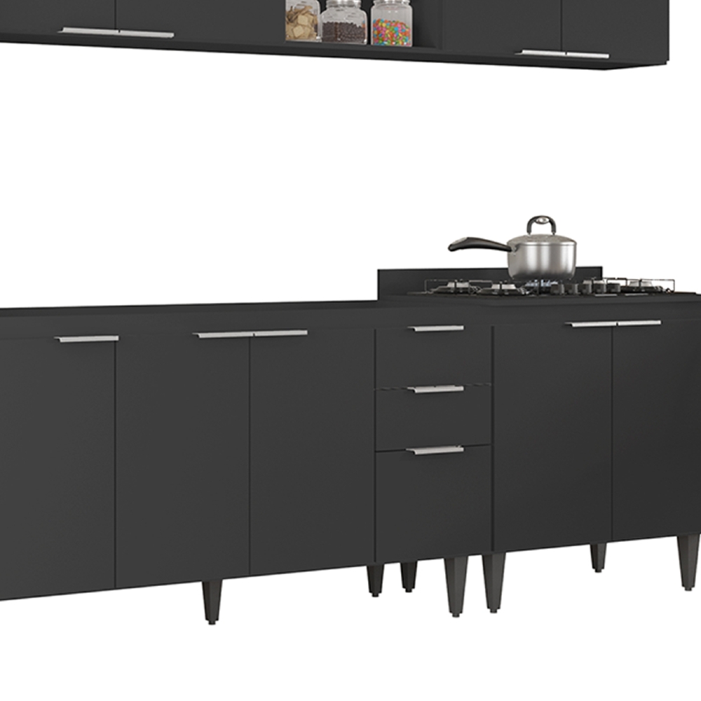 Armário de Cozinha CP05 Para Pia 150cm Pérola Z34 Preto     - Mpozenato