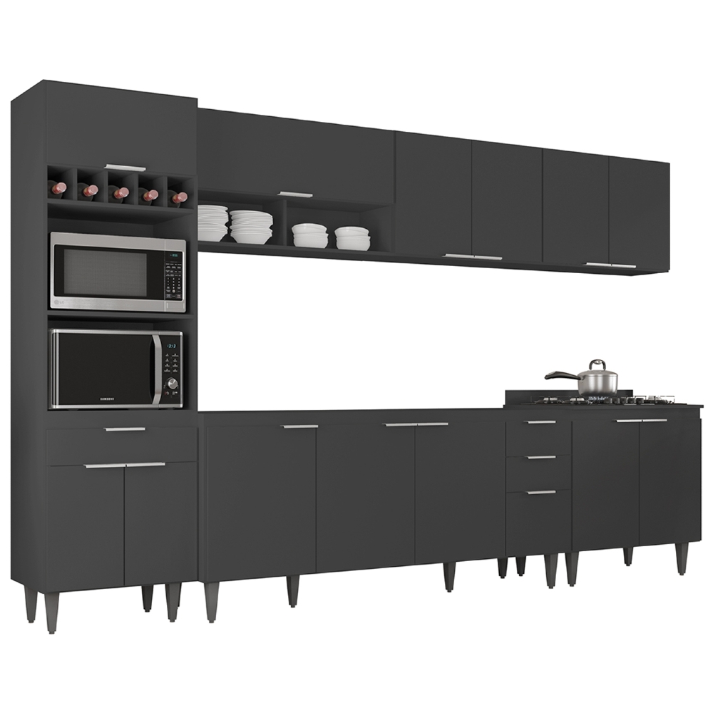 Armário de Cozinha CP05 Para Pia 180cm Pérola Z34 Preto     - Mpozenato