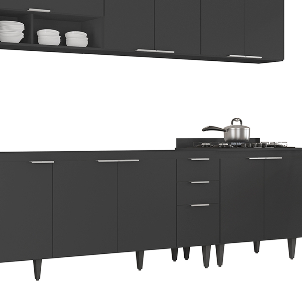 Armário de Cozinha CP05 Para Pia 180cm Pérola Z34 Preto     - Mpozenato