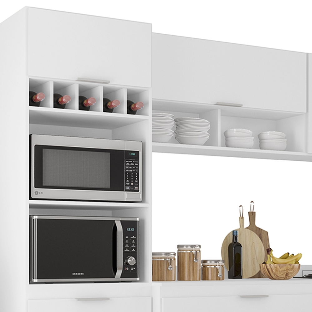 Armário de Cozinha Com Tampo CP05 240cm Pérola Branco Z34     - Mpozenato