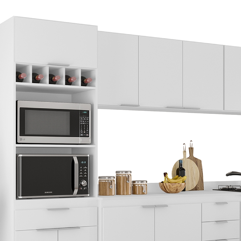 Armário de Cozinha Com Tampo CP05 260cm Pérola Branco Z34     - Mpozenato