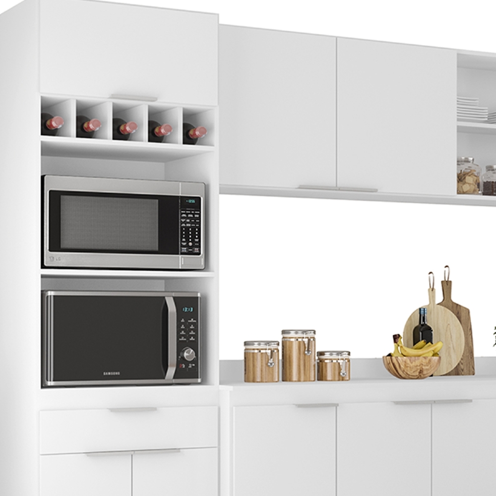 Armário de Cozinha Com Tampo CP05 290cm Pérola Branco Z34     - Mpozenato