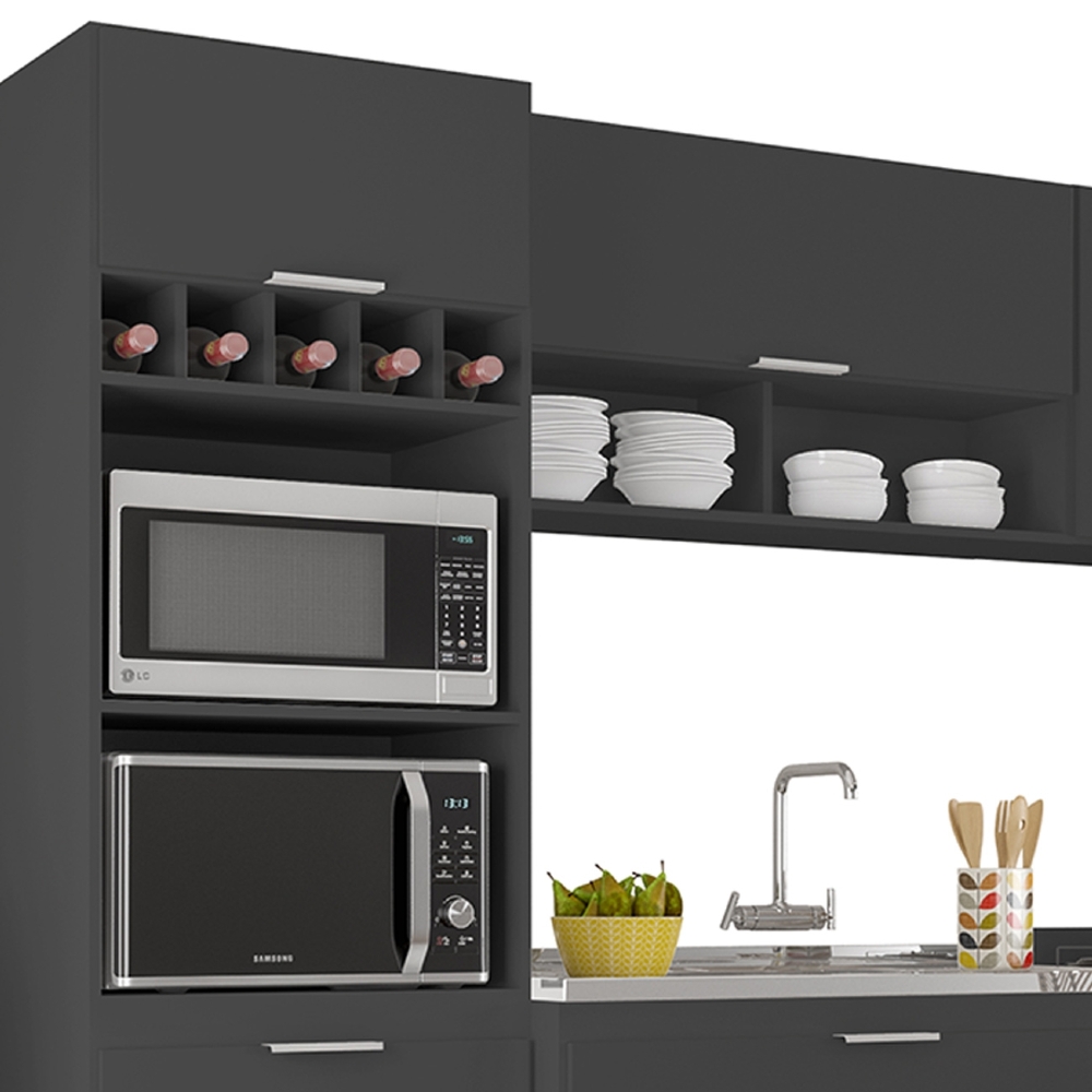 Armário de Cozinha CP05 Com Pia 100cm Pérola Z34 Preto      - Mpozenato