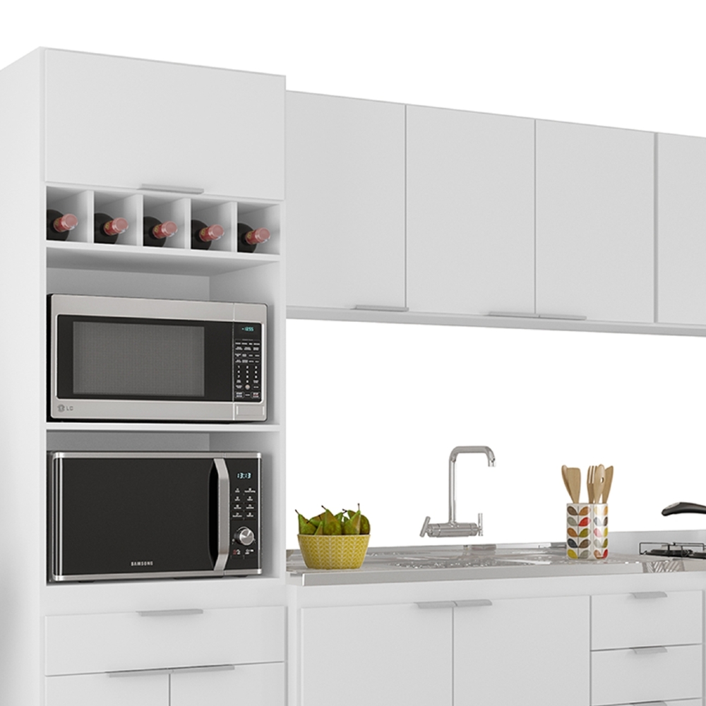 Armário de Cozinha CP05 Com Pia 120cm Pérola Z34 Branco     - Mpozenato