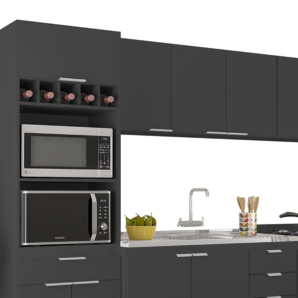 Armário de Cozinha CP05 Com Pia 120cm Pérola Z34 Preto      - Mpozenato