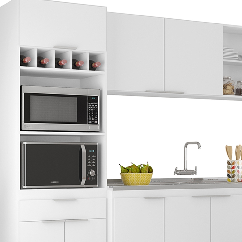 Armário de Cozinha CP05 Com Pia 150cm Pérola Z34 Branco     - Mpozenato