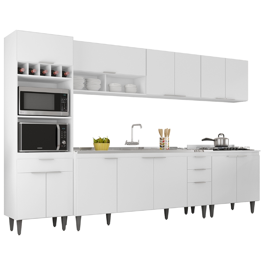 Armário de Cozinha CP05 Com Pia 180cm Pérola Z34 Branco     - Mpozenato