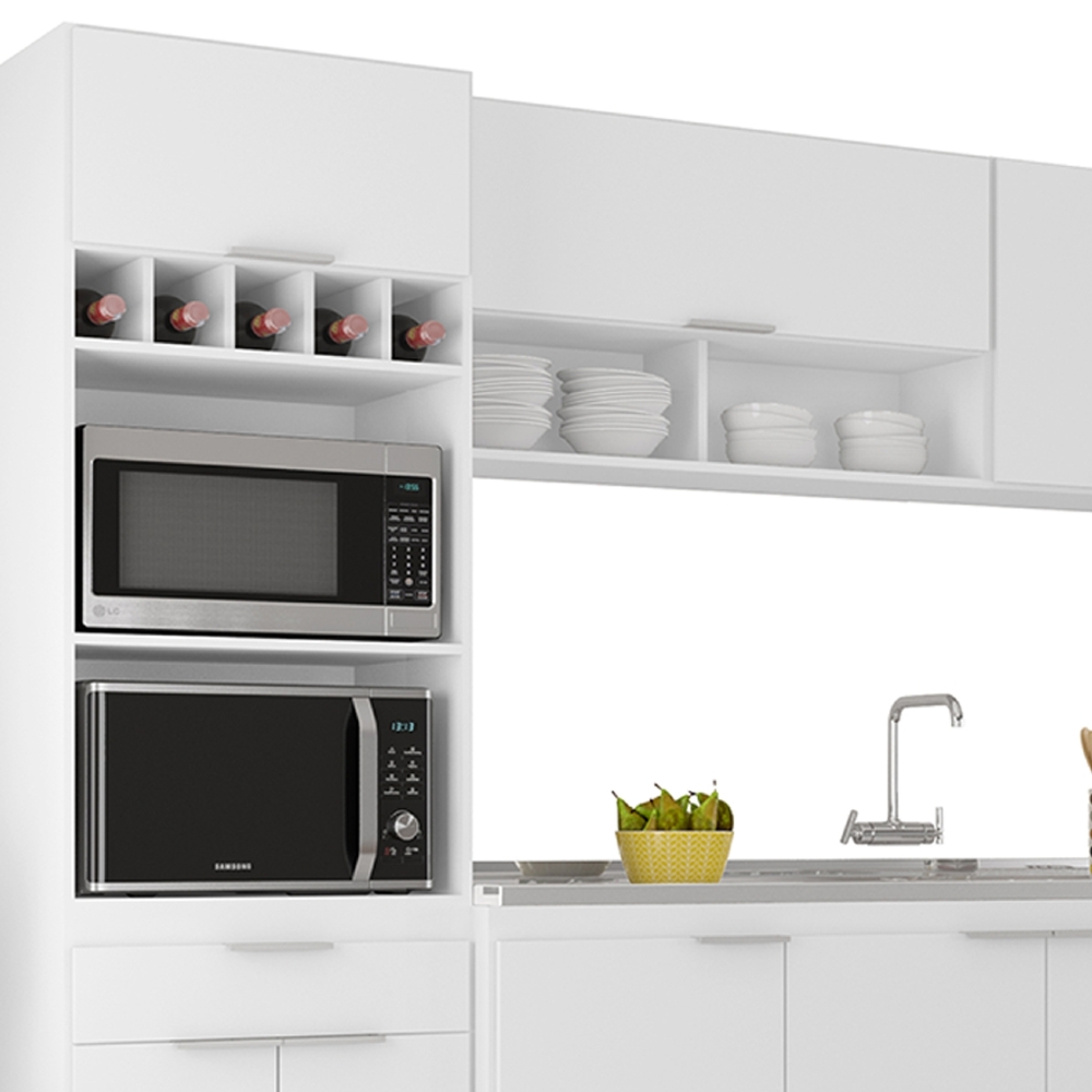 Armário de Cozinha CP05 Com Pia 180cm Pérola Z34 Branco     - Mpozenato