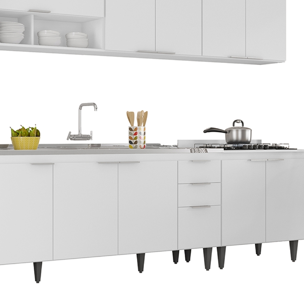 Armário de Cozinha CP05 Com Pia 180cm Pérola Z34 Branco     - Mpozenato