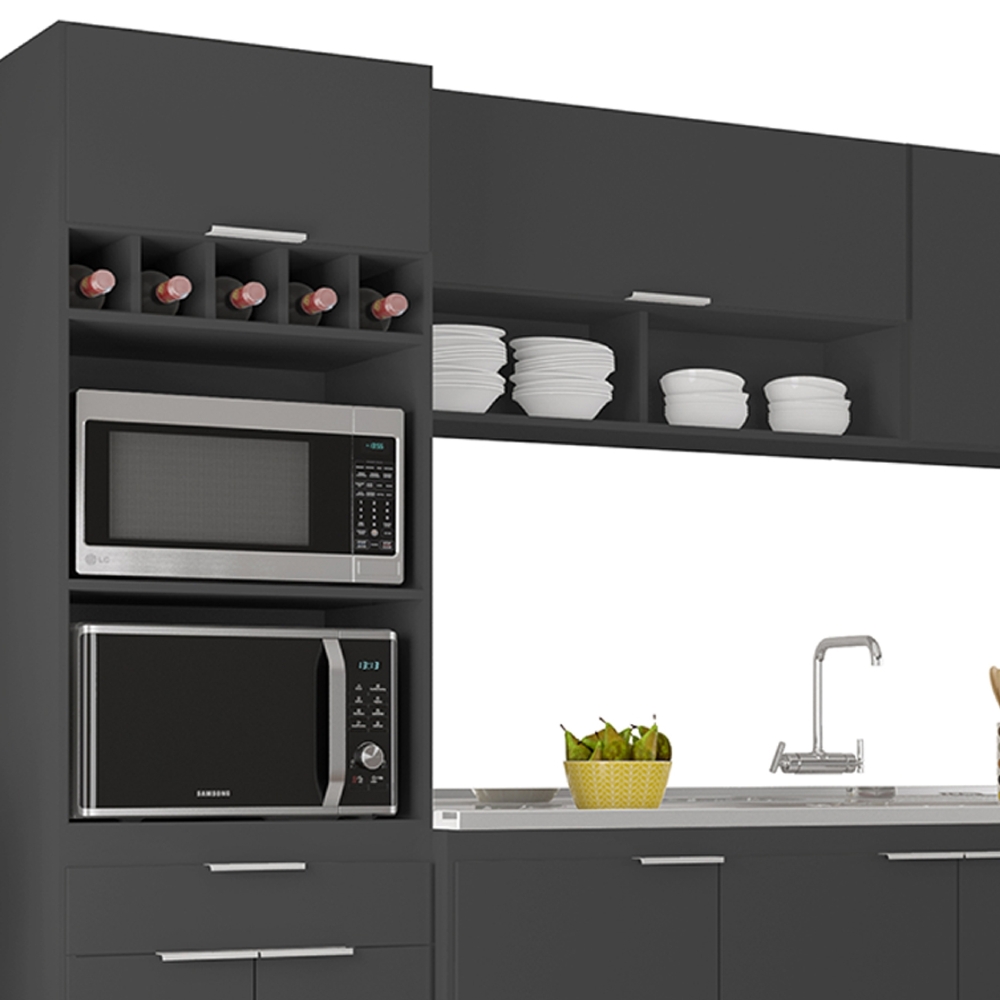 Armário de Cozinha CP05 Com Pia 180cm Pérola Z34 Preto      - Mpozenato