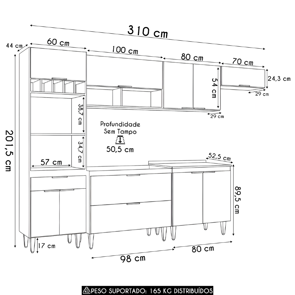 Armário de Cozinha CP06 Para Pia 100cm Pérola Z34 Branco    - Mpozenato